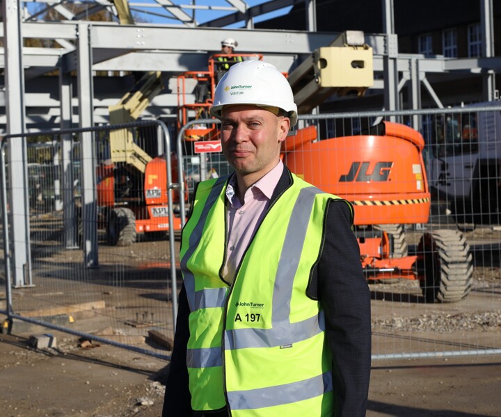 Sixth Form Centre building in progress with Simon Nov 14 4