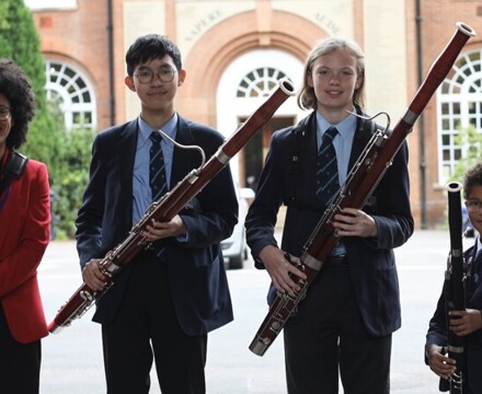 Beth Duncan Bassoon teacher, Angus, Jasper, Morgan, Jo Allinson Maths teacher